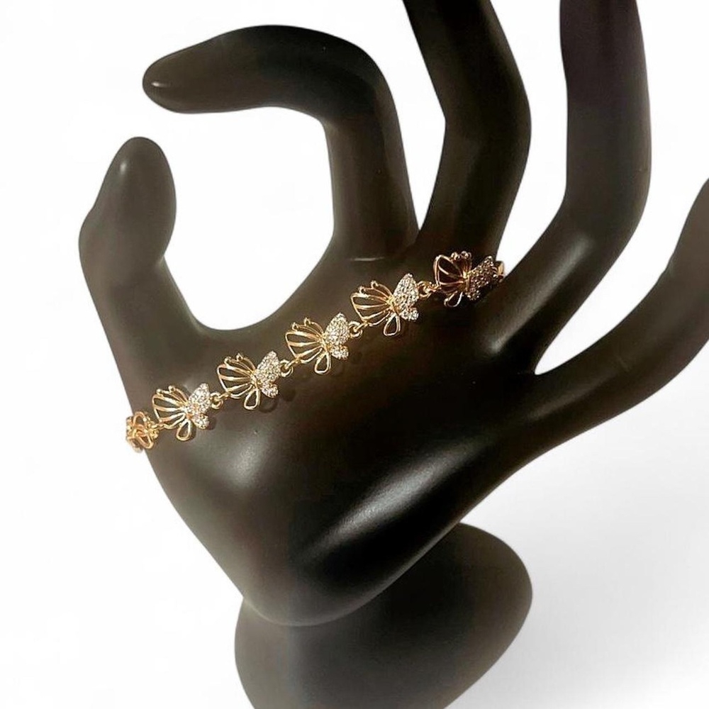 18K Rose Gold Plated Butterfly Bracelet with Crystal CZ Accents – NWOT